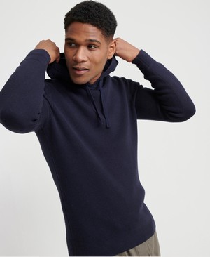 Superdry Edit Cotton Cashmere Férfi Kapucnis Pulóver Sötétkék | CJRZN3290